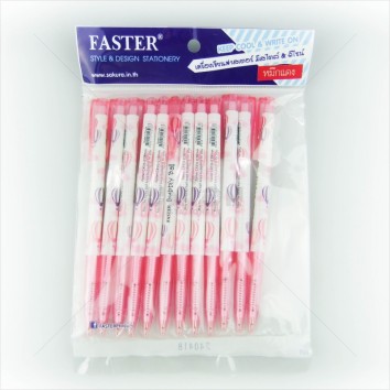 Faster ปากกาลูกลื่น กด 0.38 CX-515 <1/12> สีแดง